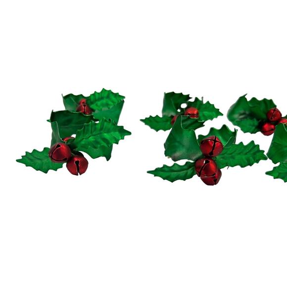 Dept. 56 Holly Bell Napkin Rings Set Of 9 Metallic Shine Classy - Picture 2 of 4